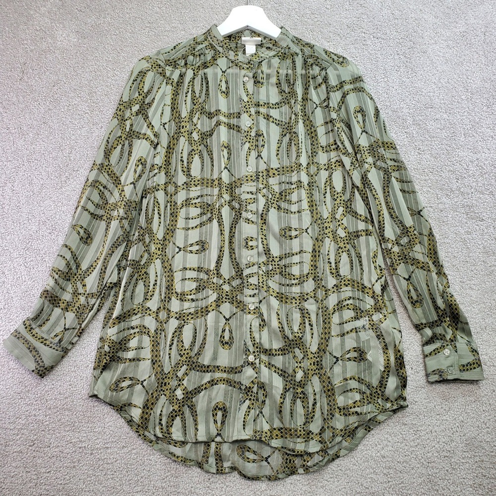Richard Allan‎ x H M Snake Print Button Up Long Sleeve Shirt Khaki Green